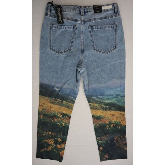 BLANKNYC Women's Sz 28 Blue Denim Floral Design Bottoms Hi-Rise Crop Jeans - Picture 2 of 10